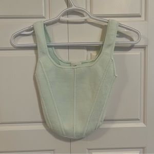 Aritzia Wilfred Aqua Knit Cropped Square Neck Tank Top